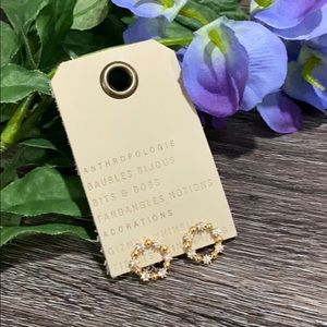 Anthropologie Gold Cubic Hoop circle Earrings $38